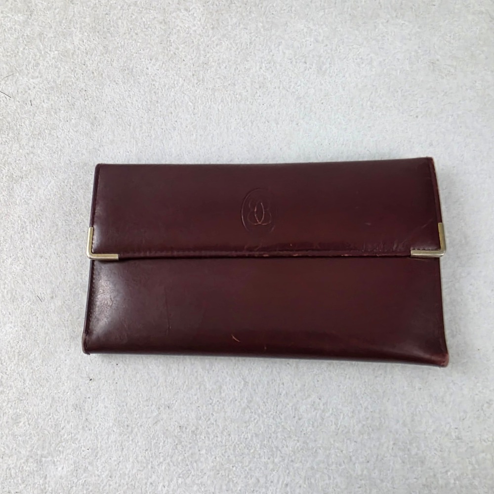 Vintage Buxton Banker Burgundy Leather Wallet Calculator Cowhide 1